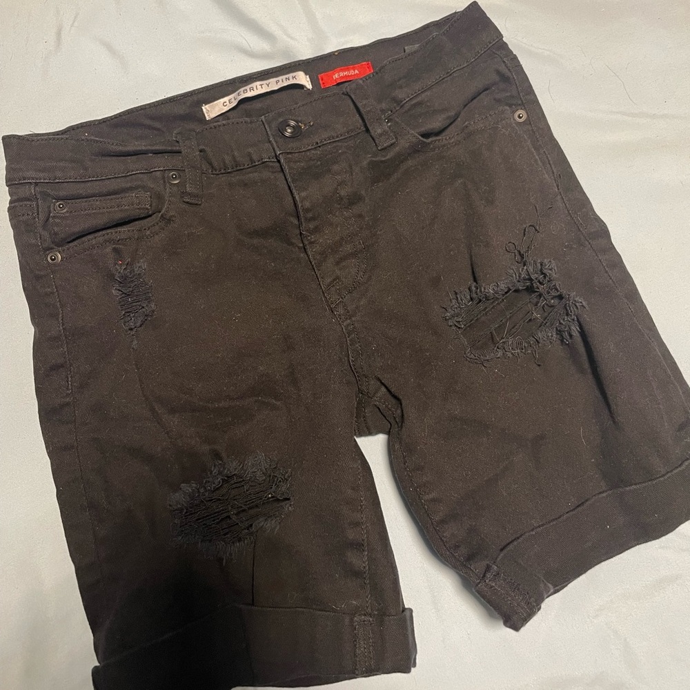 Black jeans shorts